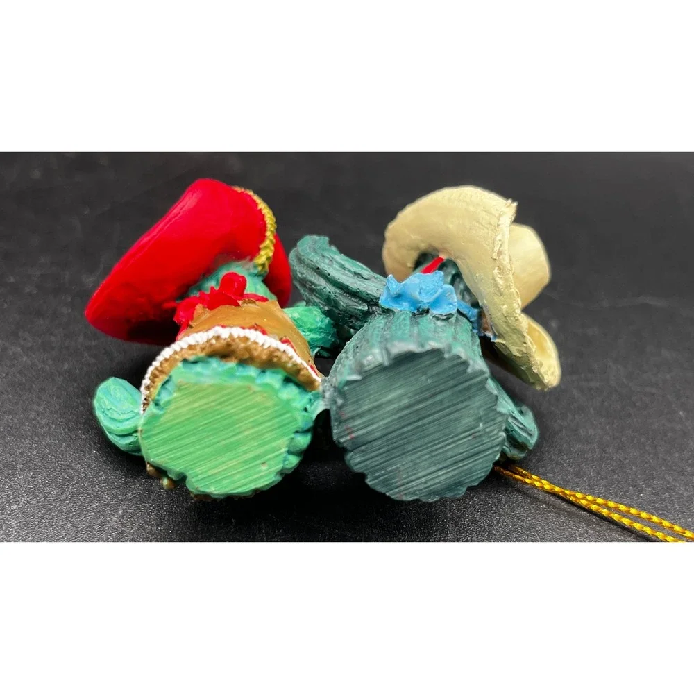 Western Cowboy Snowman Lasso Cactus Couple Resin Christmas Ornaments Set 2